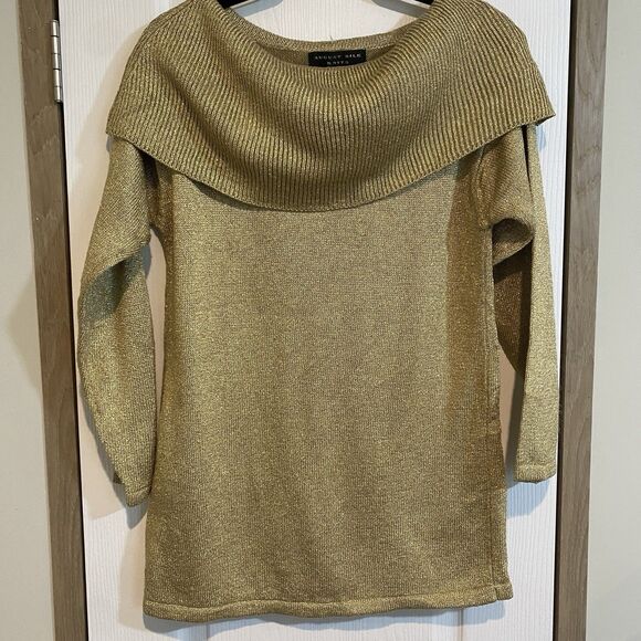 August Silk Knits Sweater Womens Small Shimmer Gold - Picture 5 of 10